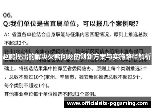 赵鹏提出的解决欠薪问题的创新方案与实施路径解析