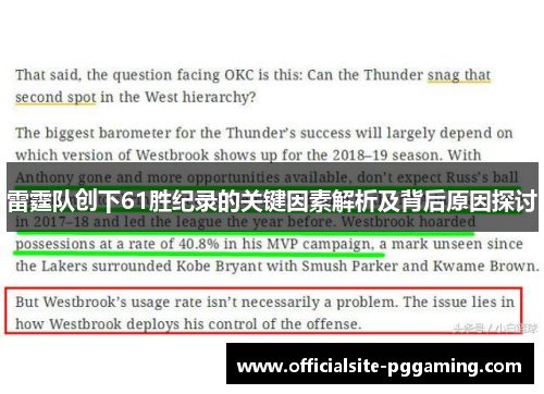 雷霆队创下61胜纪录的关键因素解析及背后原因探讨